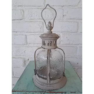 Farol Blanco Vidrio Tallado