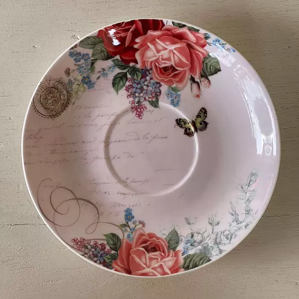 Taza Y Plato Flores Mariposa