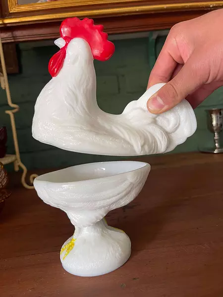 Gallo De Vidrio De Leche 1950