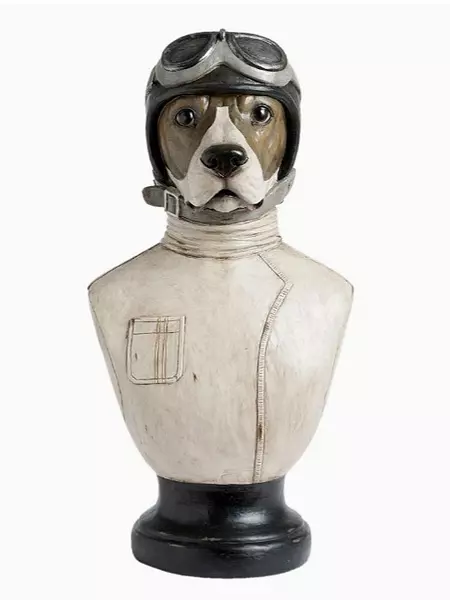 Busto De Perro Piloto En Resina