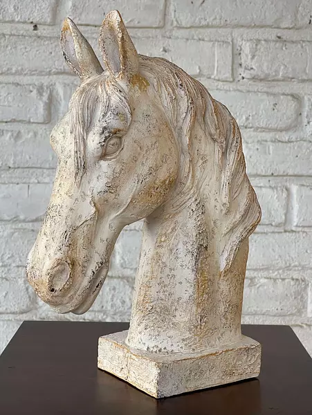 Figura Cabeza De Caballo Blanco Envejecido