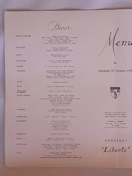 Carta Crucero Francés 1959 Compagnie Genérale Transatlantiqu