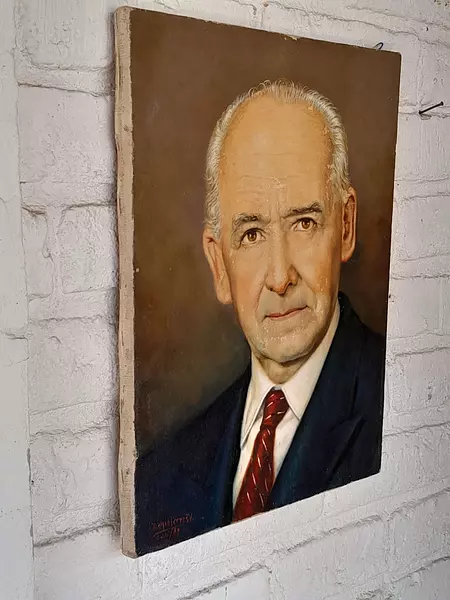 Manuel Mejia Jaramillo Mr Coffee Retrato Oleo Original 1988