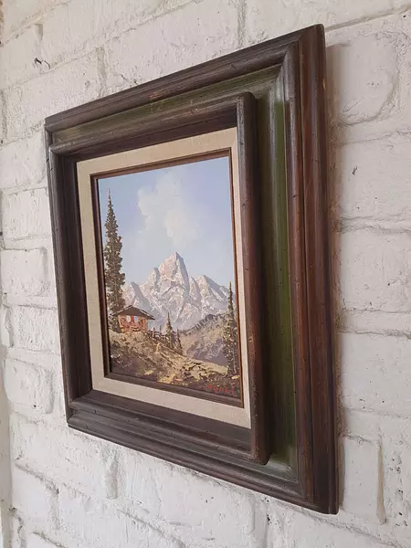 Oleo Original "Mountain Scene" 1950 Firmado Por Peter Haller