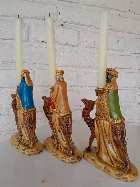 Candelabros 3 Reyes Magos Sobre Camellos