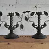 Pareja De Candelabros De Bronce Antiguo