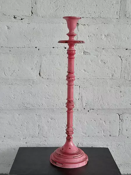 Candelabro Metálico Rojo Desgastado