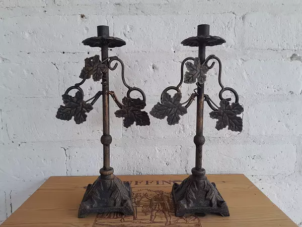 Candelabros De Viñedo X 2 Enredadera Hojas De Parra 1980