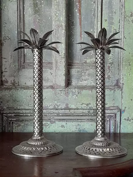 Pareja De Candelabros Palmera 1980