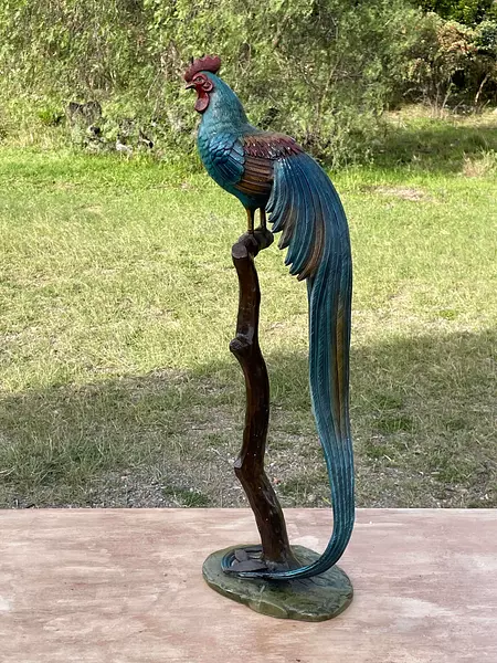 Escultura Gallo Onagadori Cola Larga - Japón 1952