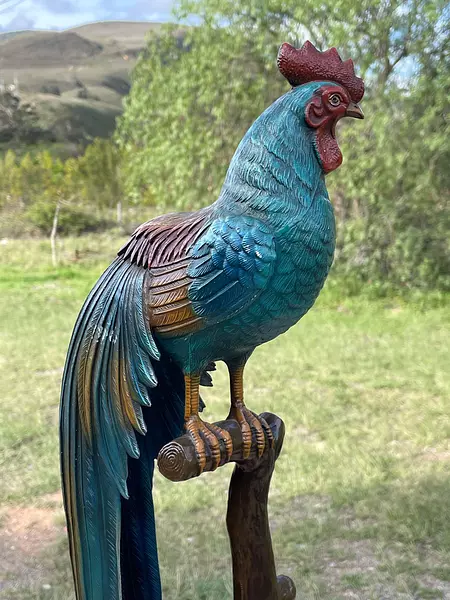 Escultura Gallo Onagadori Cola Larga - Japón 1952