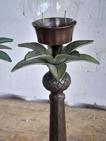 Candelabros Palmera De Bronce Con Brisero