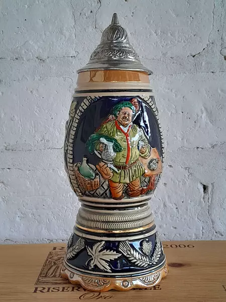 Jarro Cervecero Alemán Con Tapa Western Germany 1970