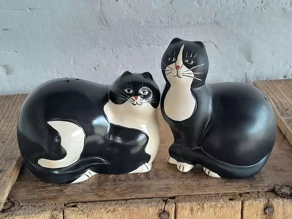 Pareja De Gatos De Porcelana - Saleros