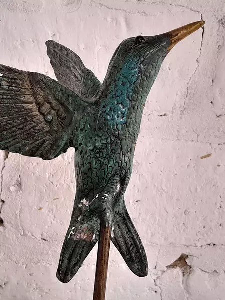 Figura De Colibrí Verde Patinado