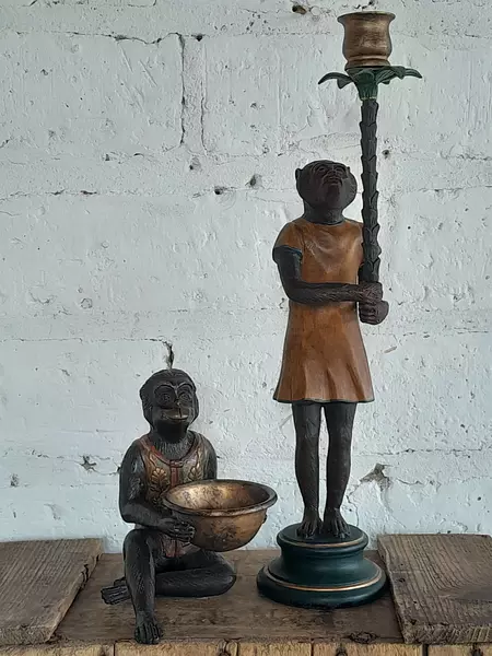 Candelabros De Monos En Bronce 1920