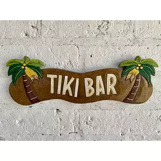 Letrero Tiki Bar Palmeras Talladas Indonesia 1980