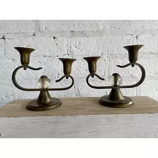 Candelabros X 2 De Bronce Estilo Art Déco 1950