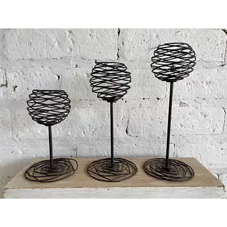 Candelabros X 3 En Forma De Nido Con Base