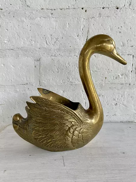 Figura Recipiente De Cisne En Bronce