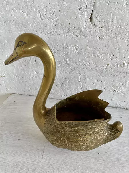 Figura Recipiente De Cisne En Bronce