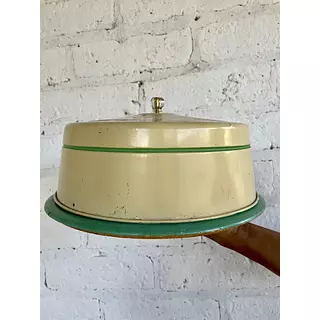 Porta Tortas Metálico Y Base De Madera 1980