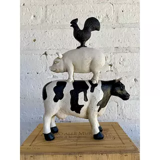 Figura De Granja Vaca, Cerdo Y Gallo