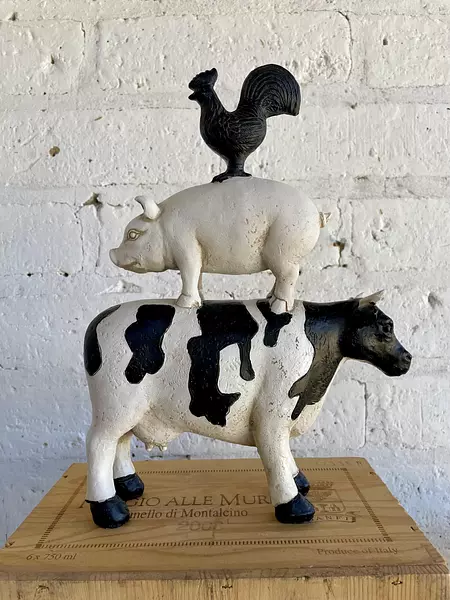 Figura De Granja Vaca, Cerdo Y Gallo