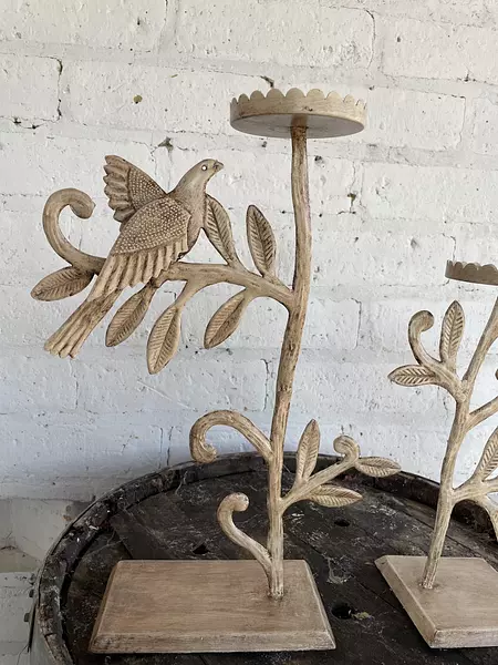 Candelabros Metálicos Con Pájaros Sobre Ramas