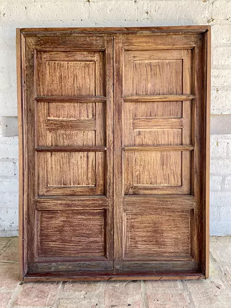 Ventana Antigua Doble De Dos Hojas Madera Maciza De Cedro