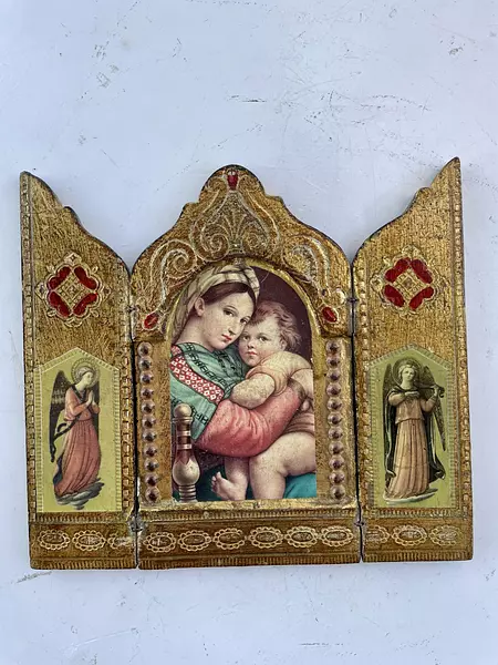 Tríptico Italiano Virgen De La Silla 1980