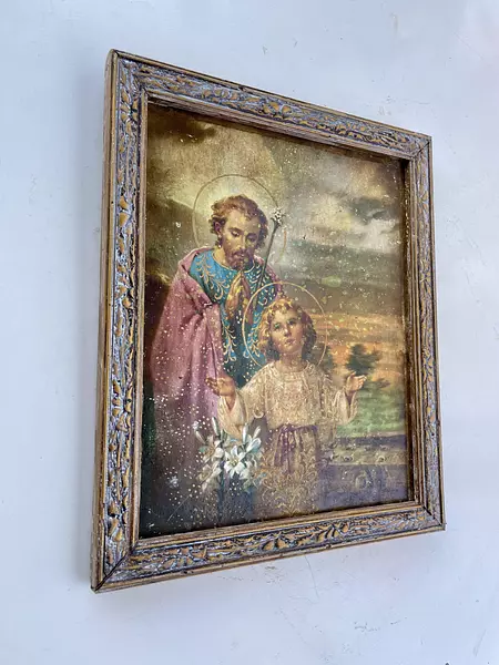 Cuadro San José Y Jesús En Lámina Metálica