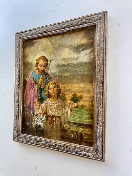 Cuadro San José Y Jesús En Lámina Metálica