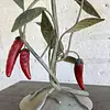 Porta Vela Metálica Con Chiles Rojos