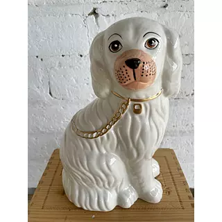 Perro Porcelana Estilo Staffordshire Cabeza Hacia La Derecha