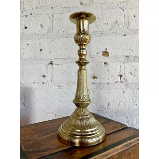 Candelabro Metálico Dorado De Iglesia - India 1990