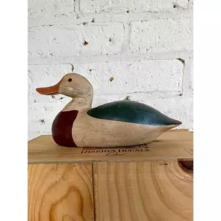 Figura De Pato Pintado A Mano -1990
