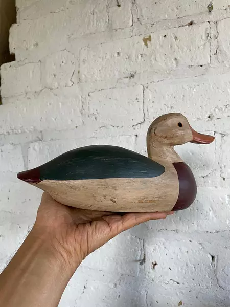 Figura De Pato Pintado A Mano -1990