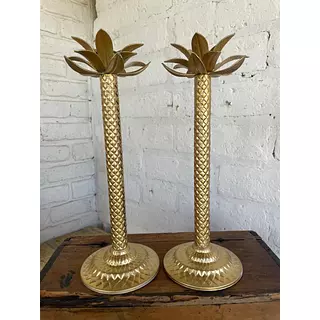 Pareja De Candelabros Con Forma De Palmera - 1980