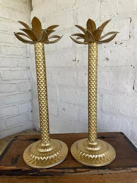 Pareja De Candelabros Con Forma De Palmera - 1980