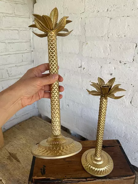 Pareja De Candelabros Con Forma De Palmera - 1980