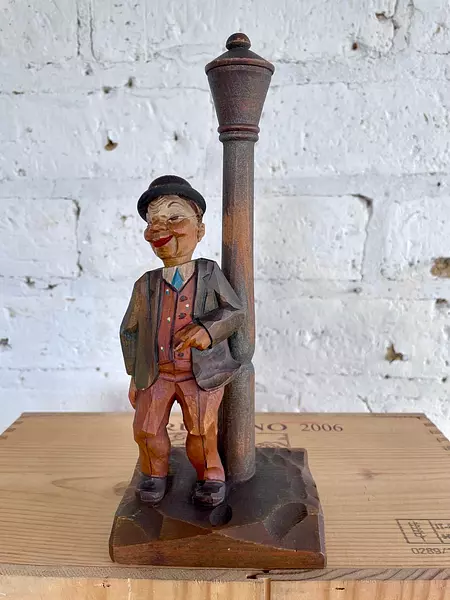 Figura Tallada En Madera - Italia 1960