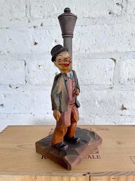 Figura Tallada En Madera - Italia 1960