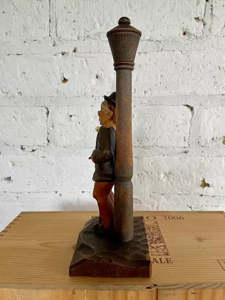 Figura Tallada En Madera - Italia 1960