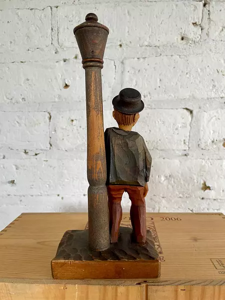 Figura Tallada En Madera - Italia 1960