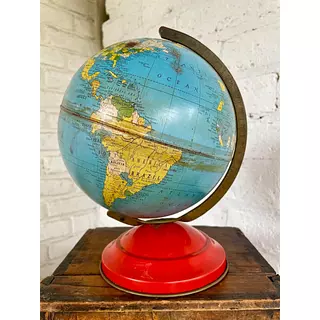 Mapamundi Metálico De Escuela U.S.A. 1950