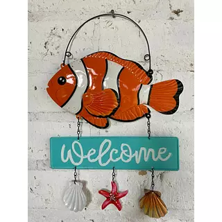 Letrero Metálico Welcome Pez Para Colgar