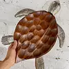 Bandeja Tallada En Madera Con Forma De Tortuga India 1990