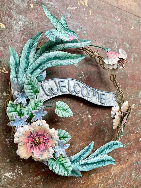 Bienvenido Con Colibrí Y Flores
