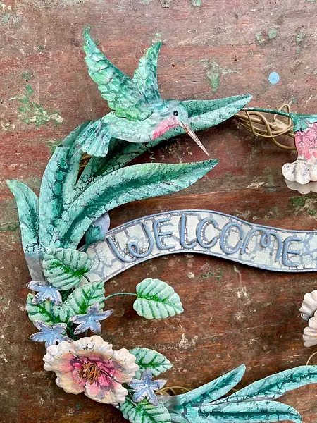 Bienvenido Con Colibrí Y Flores